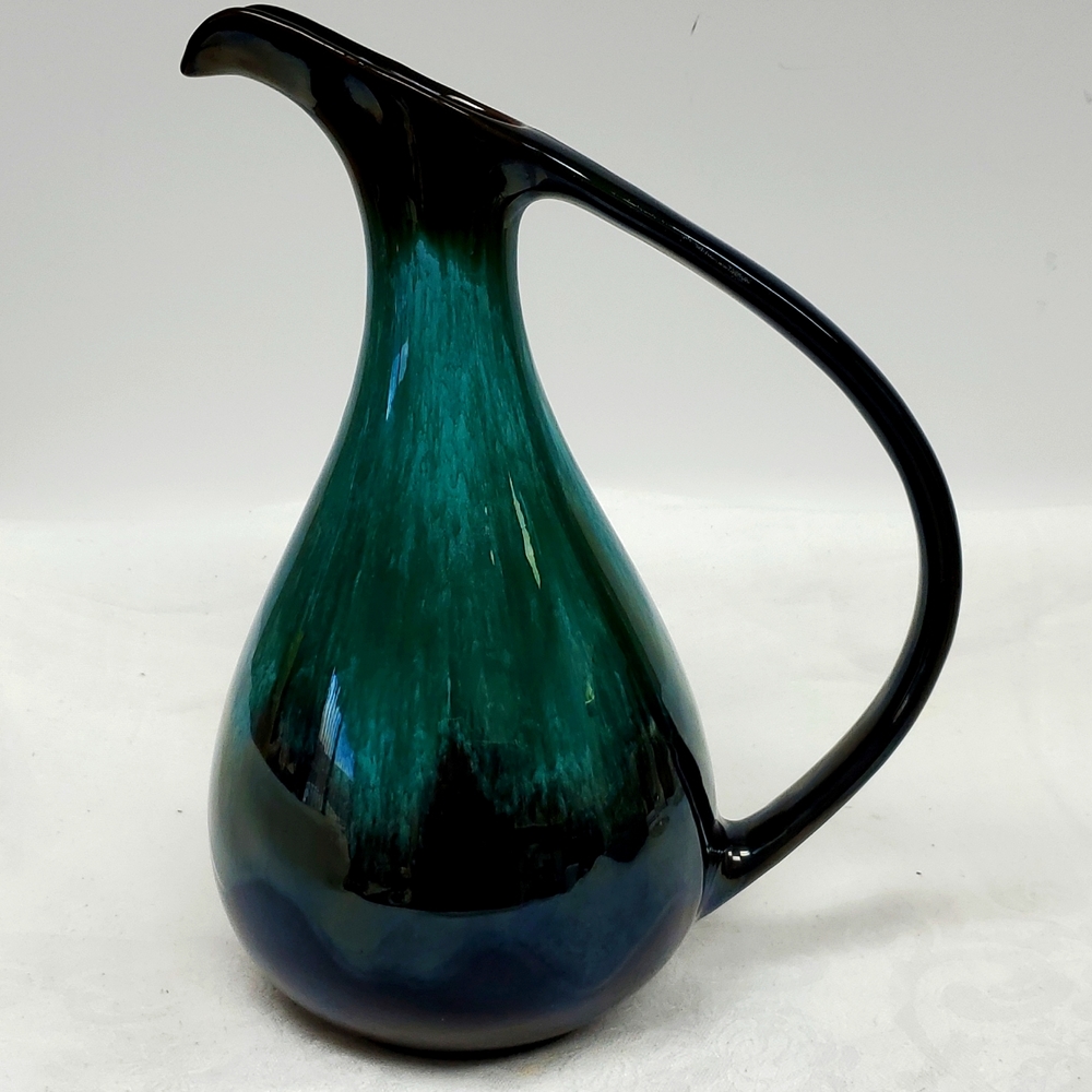 -Vintage 1970’s BlueMountain Pottery 10.5” red-ware glazed handled  pitcher